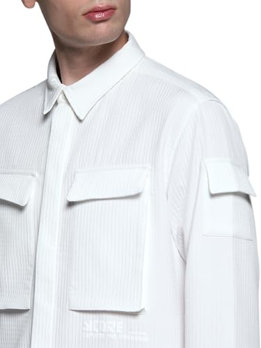 Image of Jack & Jones Men Polyester Opaque Regular Fit Casual Shacket Shirt