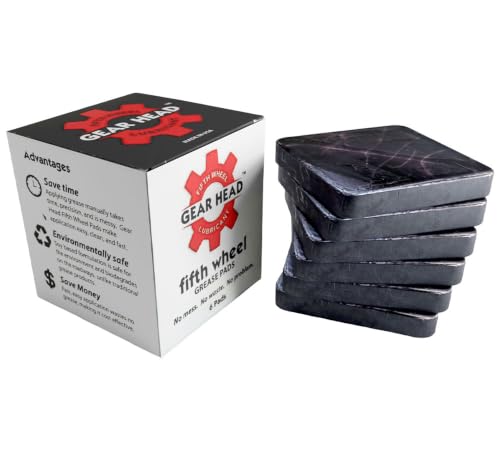 Mytee Products Gear Head 5th Wheel Grease Pads - 3 x 3 x 1/2 Black Semi-Solid Square Lubricant Pads High-Temp 400F Non-Toxic No-Mess Truck Trailer Coupling Lube - 6 Pack