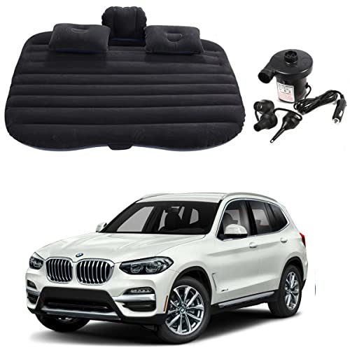 Image of Oshotto Multifunctional Car Travel Bed Mattress with Two Air Pillows, Car Air Pump Compatible with BMW X3 (Black)