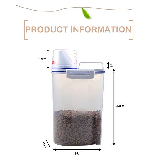Baisyne Pet Food Storage Container with Measuring Cup, 2lb/2.5L, Pour Spout for Small Dog Cat Bird Turtle, Waterproof… - Image 7