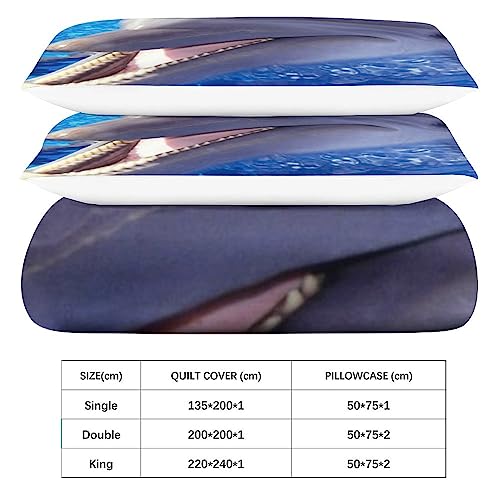 Housse de couette dauphin parure de lit microfibre impression 3D - 6