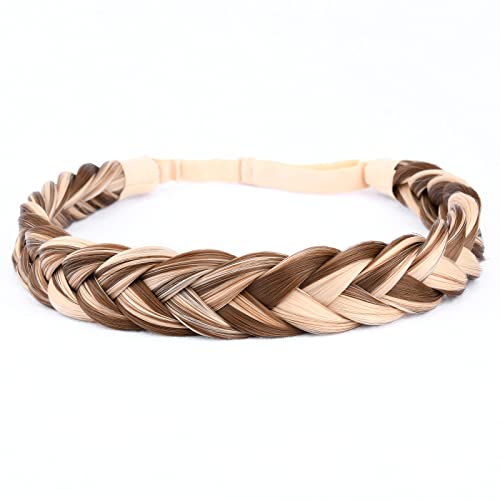 Gledola 2 Strands Fishtail Plaited Braids Headband Braided Synthetic Hair Elastic Stretch, Hair Accessory for Bride Women