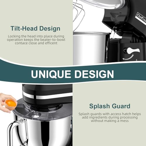 Image of Household Stand Mixer with 6.5 Quart Bowl, Electric Food Mixer 10+p Speeds 660W (Black)