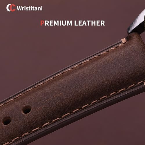 Image of Wristitani 3 Pack Leather Watch Strap, 19mm 20mm 21mm 22mm 24mm Top Genuine Leather Watch bands for Men, Quick Release Vintage Wristband