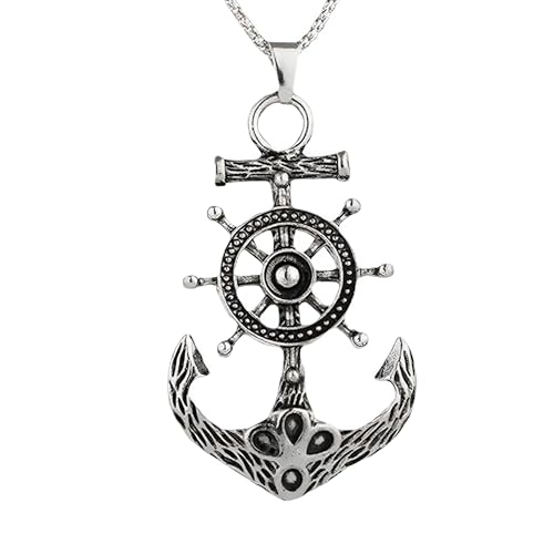 Collier ancre de pirate argent pour look gothique et bijoux d'halloween unisexes