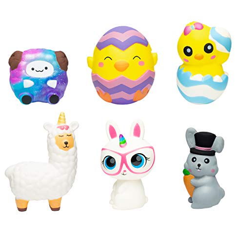WATINC 6pcs Easter Squeeze Toys for Kids and Adults, Slow Rising Cream Scented Kawaii Simulation Lovely Toy, Bunny Chick Sheep Soft Squeeze Toy, Easter Basket Goodie Filler, Easter Party Gift for Kids