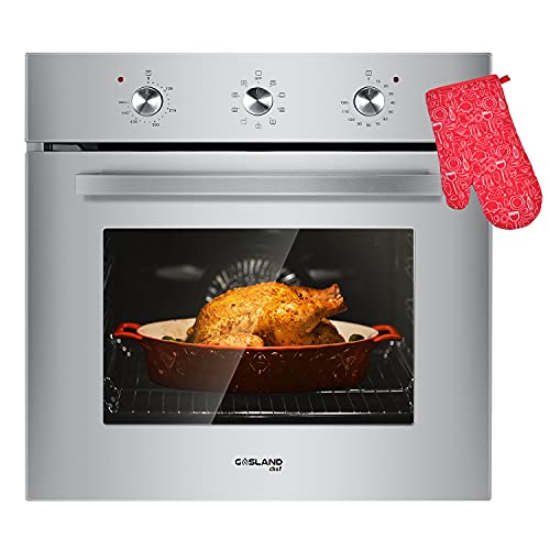 🛒 Crazy Deals Single Wall Oven, GASLAND Chef ES609MS 24" Built-in Electric Wall Oven, 240V 3200W 2.3Cu.f Convection Wall Oven with Rotisserie, 9 Cooking Modes, Mechanical Knob Control, Transparent Window, Stainless