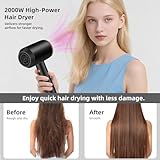 Panana Hair Dryer Professional Ionic Hairdryer, 2000W Powerful Blow Dryer with 2 Speed 3 Heat Setting, Cool Shot Button, Salon Hairdryers for Women & Men, 2 Concentrators and and 1 Diffuser (Black-01) - Image 2