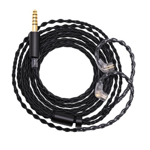 Yongse 2PIN/MMCX/TFZ/QDC IEM Headphone Replacement Cable, 6N OCC 4ft Upgraded Stereo 3.5/4.4mm Balanced Jack, Silver Plated 8 Strand Earphone Earbuds Audio Extension Cord - QDC 4.4mm Without Mic