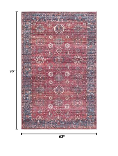 Tapete Maahru 5'3''x8' Rojo Vintage Lavable miniatura 2