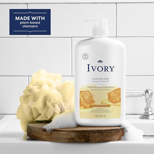 Image of Ivory Body Wash Gentle, Free of dyes, parabens, and phthalates, Honey Scent, 35 oz (Pack of 4)