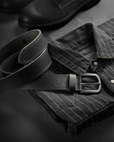 Image of CHAOREN Mens Belts Casual for Jeans - Full-Grain Leather, Durable Cowhide | Solid Buckle, Classic Style, Handmade, Daily Wear, Gift Box