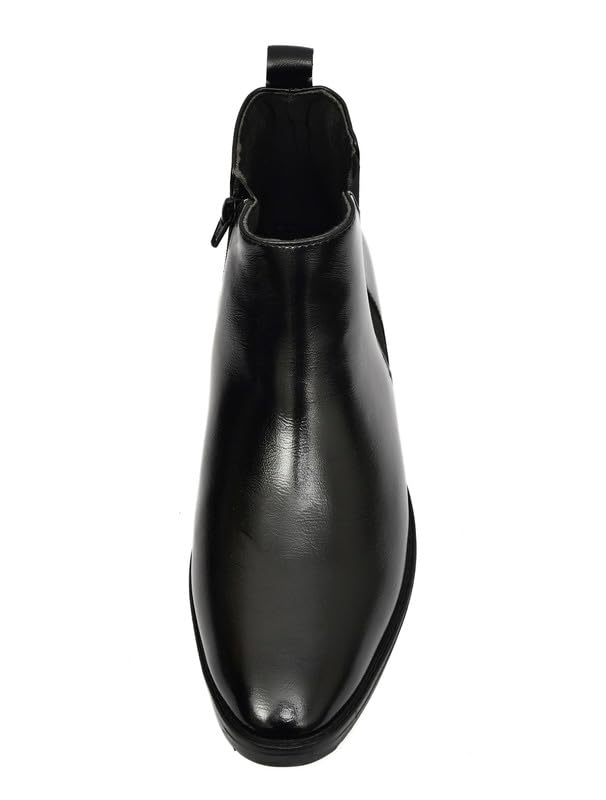 Image of TANN & TRAIL Men Premium Vegan Leather Chelsea Boots Elegant Pointed Toe, Side Zipper, Cushioned Comfort, Sustainable Formal & Semi-Formal Footwear