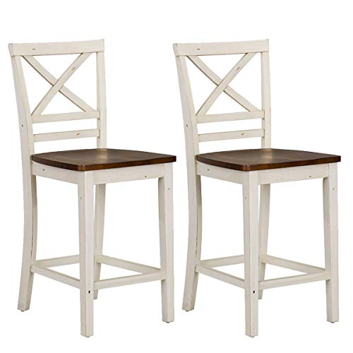 Standard Furniture Amelia 2-Pack Counter Height Chair, White,Brown