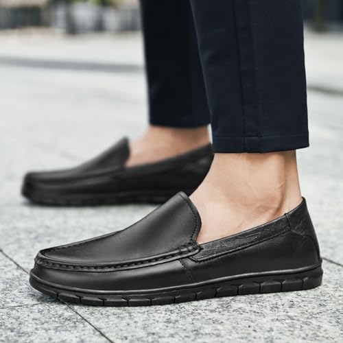 Men's Leather Slip-On Loafers Comfortable Non Slip Leather Shoes for Business Attire Lightweight Classic Fashion Breathable Driving Loafers4