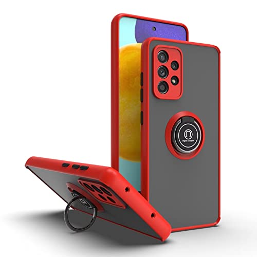 SCRENDY Coque pour Samsung Galaxy A52s/A52 4G/5G, Housse de Protection avec Anneau Métallique Rotatif [Support Magnétique], Étui Anti-Rayures & Anti-Vibrations (Translucide Case), Rouge Cover