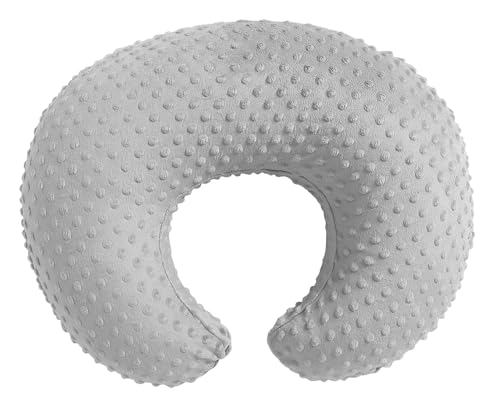 Image of Witeasy Nursing Pillow, Bottle and Breastfeeding Pillows, Nursing Essentials Baby Feeding Pillow with Removable Cotton Blend Cover, Machine Washable Baby Donut Pillow (Minky Dot-Grey)