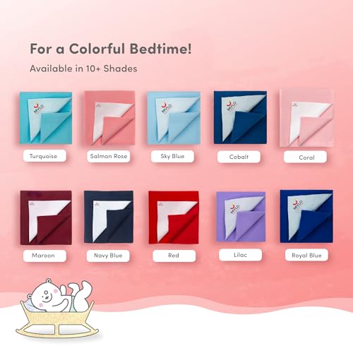 Image of Mylo Baby Waterproof Mattress Protector for Baby (0-3 Years), Extra Absorbent, Soft and Reusable Quick Dry Sheets (Medium, 100cm x 70cm, Maroon)