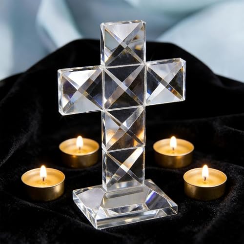 Cruz de cristal QF objeto religioso de vidrio transparente decorativo 2