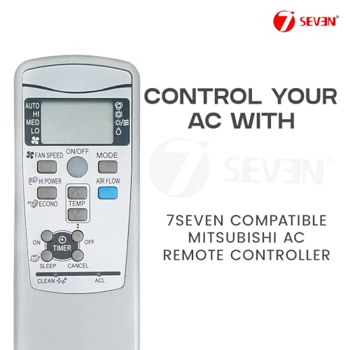 Image of 7SEVEN Compatible with Mitsubishi Electric Ac Remote Control Part Number RKX502A001 Model 25a Suitable for Split Multi Split Air Conditioners - Match Exactly Key by Key Functionality