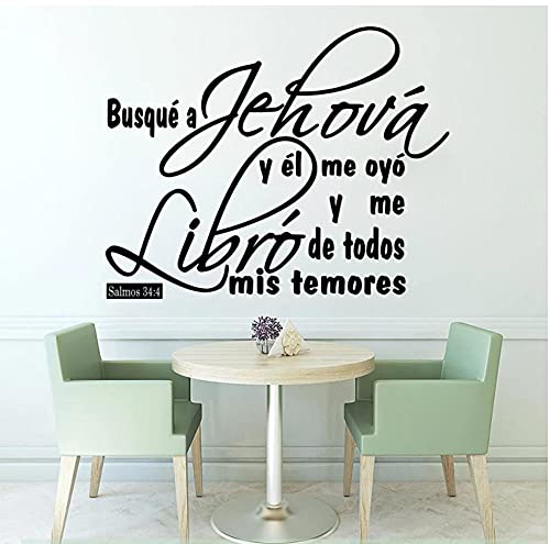 Versículo de la Biblia, pegatina de pared cristiana española, Biblia Salmos 34: 4, calcomanía de pared con cita motivacional, vinilo para dormitorio, decoración del hogar, 71x56cm