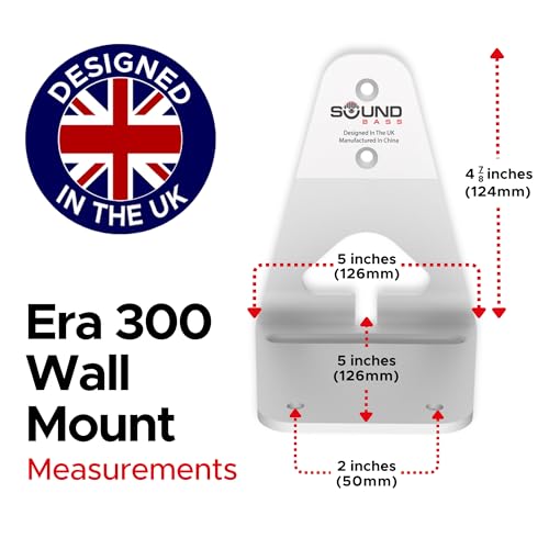 Image of Sound Bass ERA300 Wall Mount Bracket, Low Profile, White, Twin Pack, Compatible with Sonos ERA 300 Speaker, Complete with All Fixing Hardware