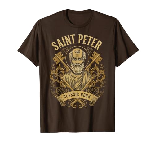 Saint Peter Classic Rock Pun St Peter Apostle Catholic T-Shirt, Men, Brown, Medium