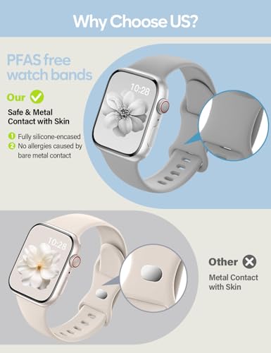 Image of Sport Silicone Band Compatible with Apple Watch Bands 40mm 38mm 41mm 44mm 45mm 42mm 49mm Women Men,Soft Wristband Waterproof Replacement Sport Strap for iWatch Bands Series 9 8 7 6 5 4 3 2 1 SE Ultra