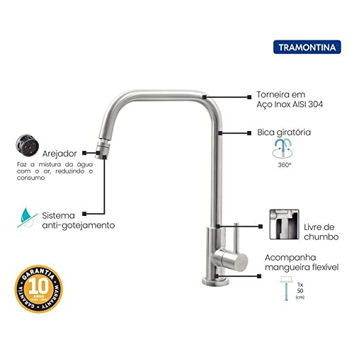 Torneira Tramontina Angolare 94520020 de Bancada Aço Inox