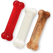 Nylabone Puppy Starter Kit, 2 Teething Toys and 1 Natural Treat for Puppies, Chicken & Bacon Flavor, Small - Up to 25 lbs, 3 Pack