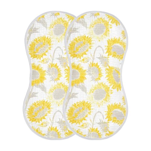 Sunflower Baby Burp Cloths Muslin Burp Cloth Absorbent Baby Wash Cloths Burping Cloths for Babies Burp Clothes Rags Towel for Baby Boy Girl Wipes 22x11IN,2 Pack