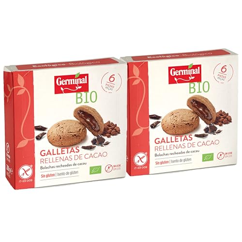 Pack 2x Galletas Sin Gluten Rellenas de Cacao Germinal Bio 200 g | 2 Paquetes de 200 g (Total 400 g) | Galletas Ecológicas Sin Gluten | Con Crema de Cacao