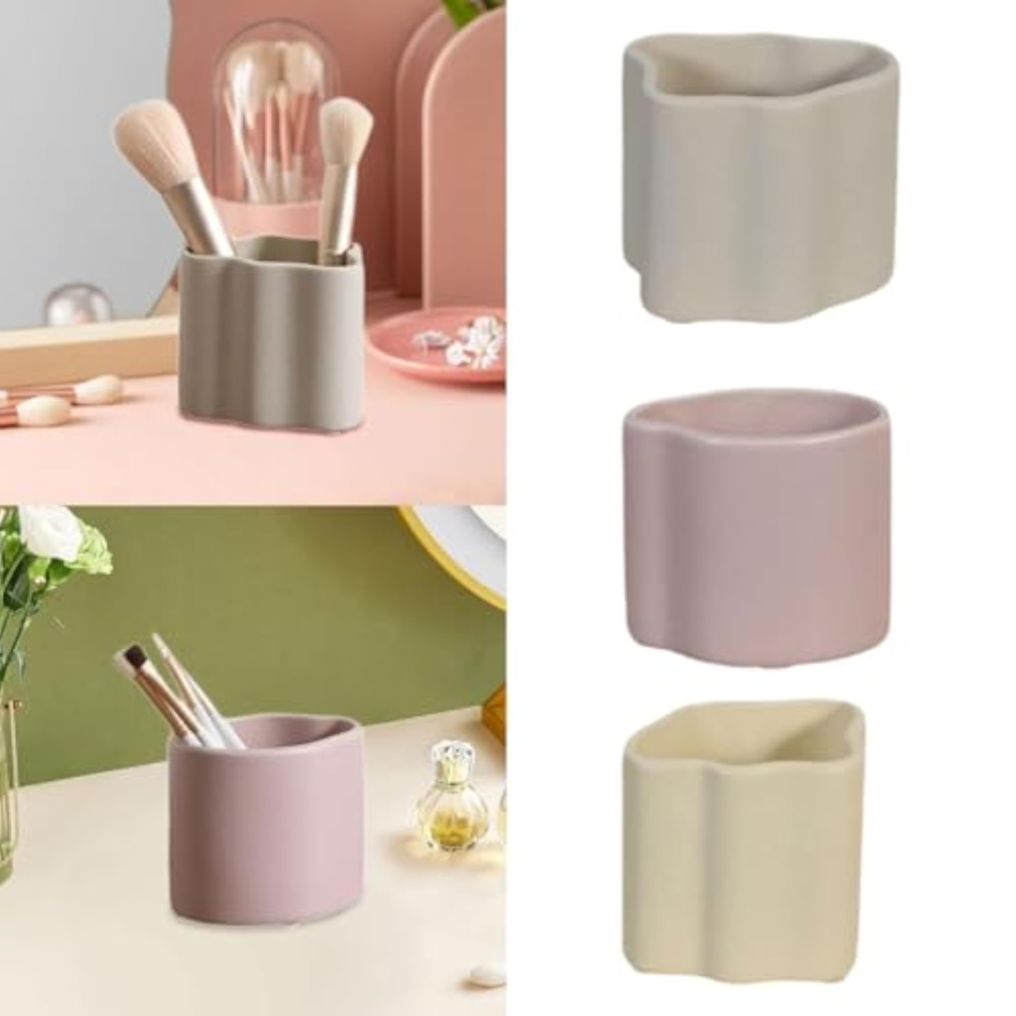 Gray Makeup Brush Organizer for Dressing Table