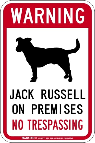 [MAGSIGN] �W���b�N���b�Z���e���A �x�� �p�� �����֎~ �}�O�l�b�g WARNING JACK RUSSELL ON PREMISES NO TRESPASSING ��/���O�p ���{�� S�T�C�Y