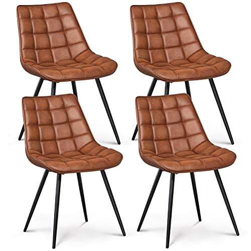 Yaheetech Set Of 4 Dining Chairs Modern Pu Leather Living Room Chairs With Cushioned Seat Backrest For Kitchen/Lounge Room, Brown #TOP27