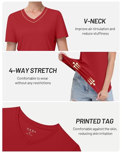 Image of Runhit Womens Workout Tops Short Sleeve UPF 50+ Athletic Sun Shirts Quick Dry V Neck T-Shirt Moisture Wicking Gym Hiking Tee