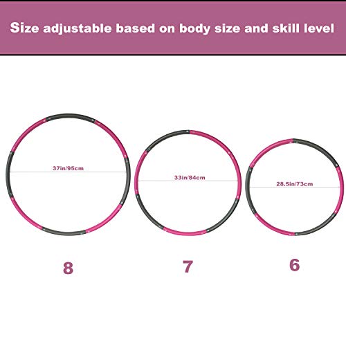 Better Sense Hoola Hoop for Adults - 8 Section Detachable Hoola Hoops, 2lb Weighted Hoola Hoop for Exercise - Portable Smooth & Soft Padding Weighted Hula Hoop with Jump Rope & Resistance Band