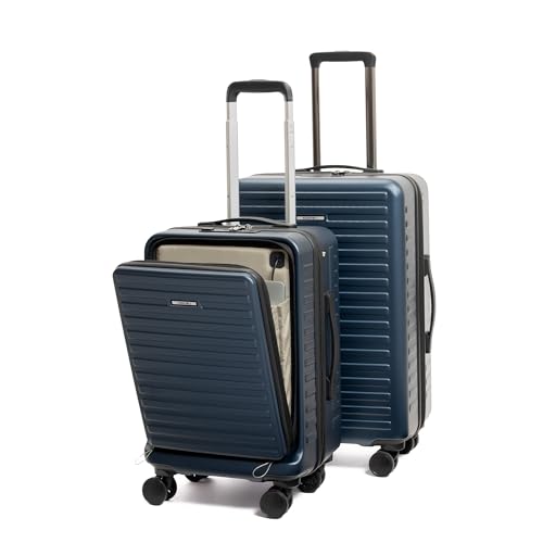 Image of Assembly Trolley Bags Set of 2- Cabin Small + Check-in Medium with TSA Locks & 8 Spinner Wheels, Polycarbonate Hard Shell Trolley Bag Set for Business Travel & Vacations, Blue, 20+24 Inch