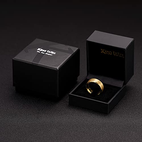 Image of King Will Tungsten Carbide Wedding Band for Men Women-4 /6 /8mm Width 14K Gold Plated Tungsten Wedding Ring Matte Brushed & High Polished Style Comfort Fit Wedding Band Size 6-14