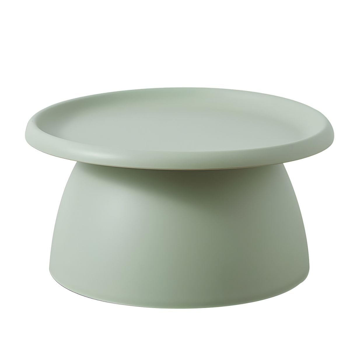 Moderna mesa de centro redonda con pedestal de plástico, mesa auxiliar pequeña, color verde, 71 cm de largo x 71 cm de ancho x 35 cm de alto, mesa de centro nórdica para balcón