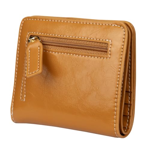 Image of Itslife Women's Rfid Blocking Small Compact Bifold Leather Pocket Wallet Ladies Mini Purse with id Window (Waxed Brown)