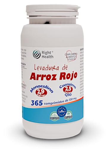LEVADURA DE ARROZ ROJO: 365 comprimidos (suministro de 1 año) con fórmula sinérgica. Coenzima Q10 (2,5 mg) y Ácido fólico (0,2 mg), junto con 58 mg de Levadura de Riso Rosso por día.