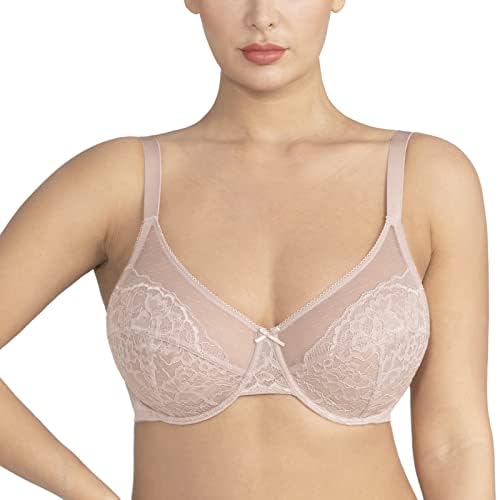 HSIA Minimizer Bras for Women Full Coverage Underwire Bras Plus Size,Lifting Lace Bra for Heavy Breast 36G Dark Pink