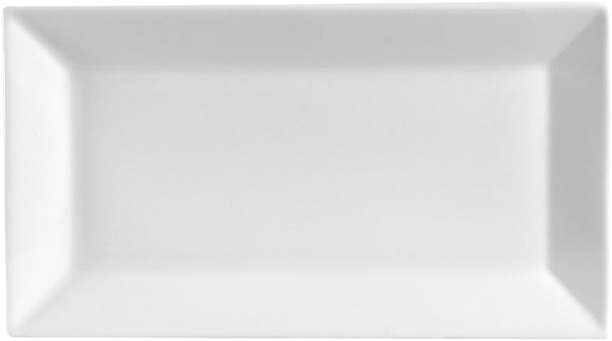 CAC China KSE-13 Kingsquare 11-1/2-Inch by 6-1/4-Inch Porcelain Rectangular Platter, Super White, Box of 12