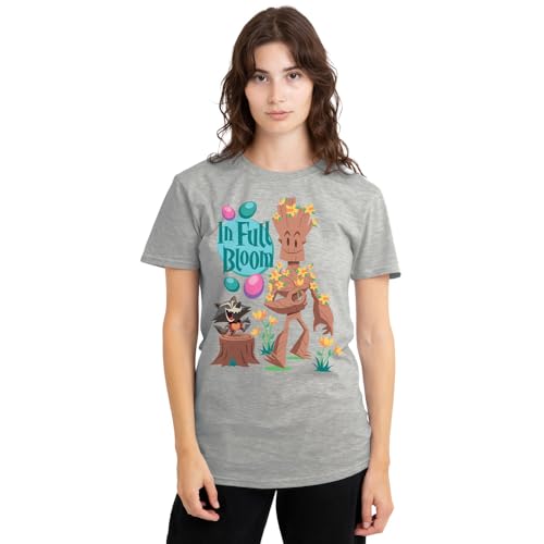 T-Shirt Guardians of The Galaxy Marvel Top Femme Gris Chiné In Full Bloom