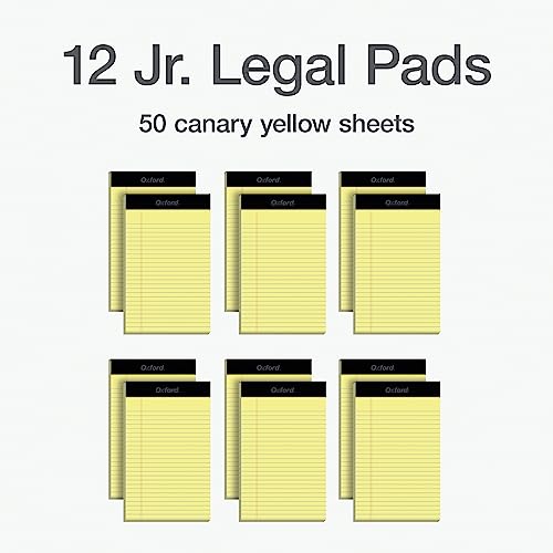 Oxford Premium Legal Pads, 12 Pack, Premium Note Pads, 50 Jr. Legal Ruled 5" x 8" Sheets, Canary Yellow Paper with Firm Back, Small Portable Notepads by Oxford - Image 6