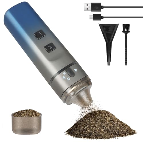 Electric Spice and Seasoning Grinder - Portable Rechargeable Grinder for Kitchen Use, Adjustable Coarseness, USB Charging, Includes Funnel and Cleaning Brush - Blue(Ocean Mist) (Ocean Mist)