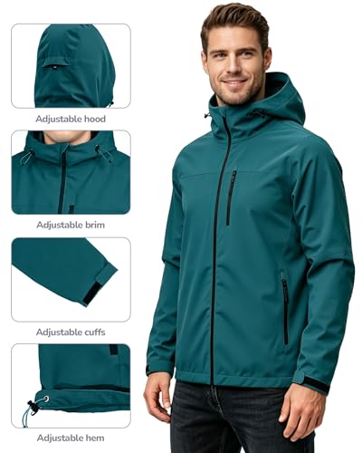 ACCNUO Men's Rain Jacket Waterproof Lightweight Rain Coat with Hood, Breathable Mens Windbreaker for Outdoor Cycling Travel — view 4