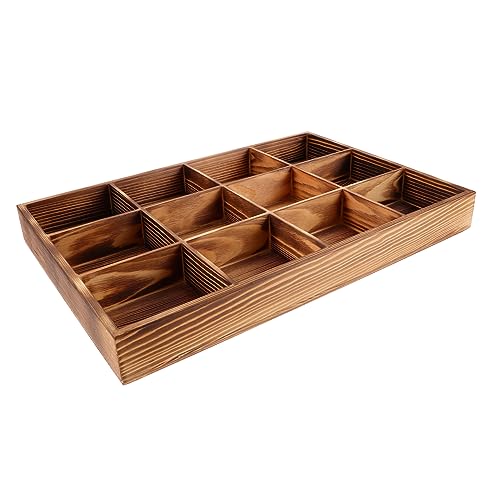 Hemobllo Wooden Tea Box Organizer Compartment Storage for Tea Bags Sugar Packets and Snacks Stylish Tea Holder for Home Kitchen Countertop Decor
