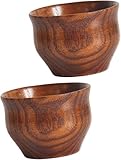 2Pcs Japanese Serving Cup Wood Heat-Resistant Wooden Small Drinks Drinkware Sake Wine Coffee Bar Ml Glasses Drinking Tea Party Beer Japanese- Universal Teahouse Cups TeacupsProfessional and Fashion